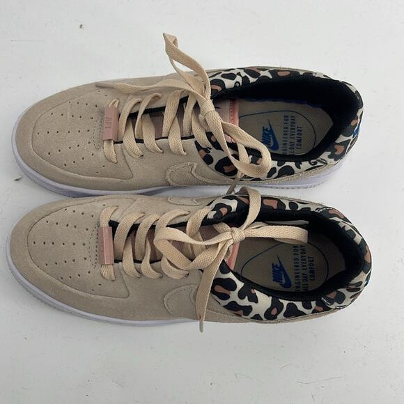 Nike Air Force One Sage Low platform suede leopard print sneakers sz 6.5 - Picture 2 of 6